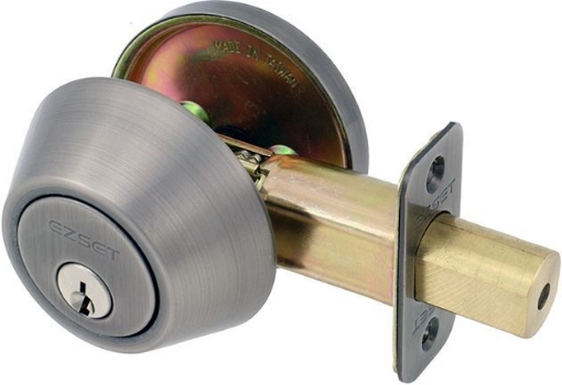 Picture of Ezset Single Cylinder Deadbolt Satin Antique Brass