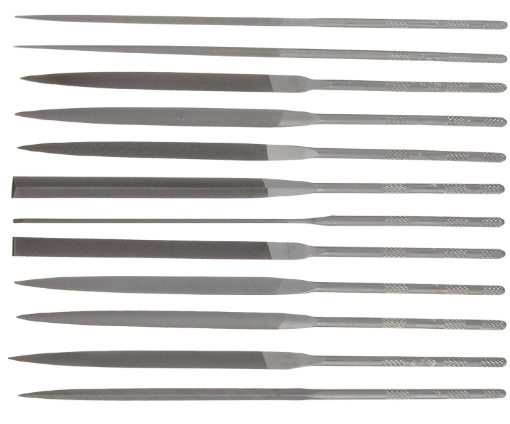 Picture of Nicholson 12 Piece Needle File Set with Handles, Swiss Pattern, Double Cut, #2 Coarseness, 6-1/4" Length