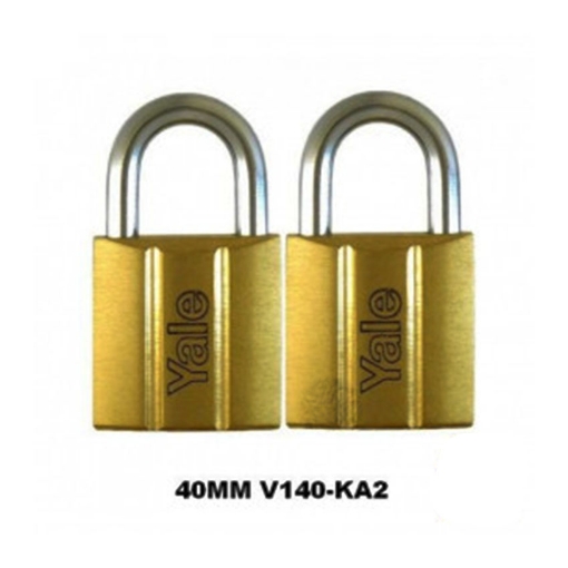 Picture of Yale V140.40 KA2, Standard Shackle Brass Padlocks 140 Series Key Alike 2, V14040KA2