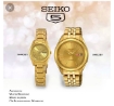 Seiko 5 Classic Gold Dial Couple's Gold Plated Stainless Steel Watch Set 